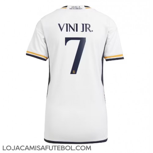 Camisa de Futebol Real Madrid Vinicius Junior #7 Equipamento Principal Mulheres 2023-24 Manga Curta